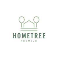 home tree building architecture line logo design vector