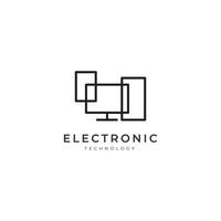 computer setup line minimalist logo design vector