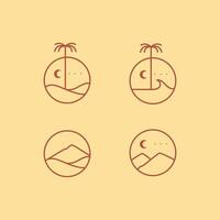 sand view icon set line logo design vector