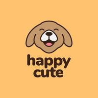 happy dog cartoon face smiling cartoon head logo design vector