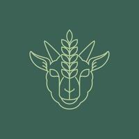 goat head farm concept line logo design vector