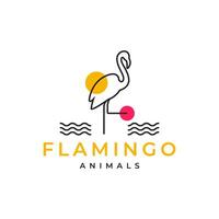 the flamingos beauty line color logo design vector