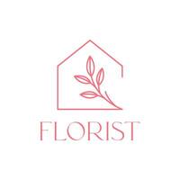 florist house line minimalist logo design vector