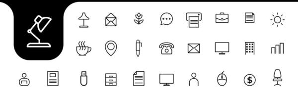 stuff in the office line set icon design vector
