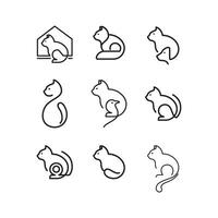 cat set icon collection line minimal design vector