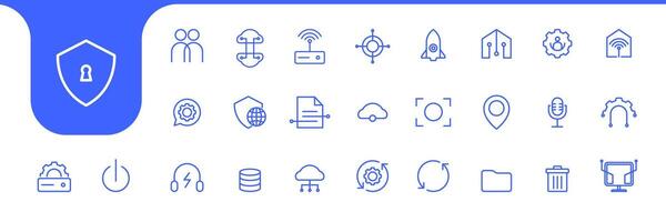 connection computer tools line set icon design vector