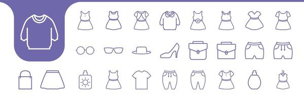 toddler clothes line icon set collection design vector