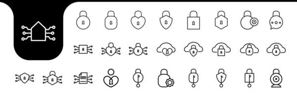 security technology line icon set collection design vector