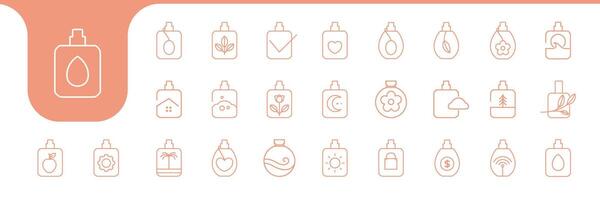 perfume fragrance line bottle minimal set icon design vector