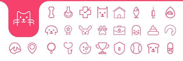 pets lines minimal icon set collection design vector