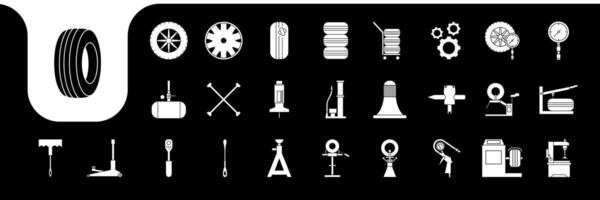 tire service equipment icon set collection design vector