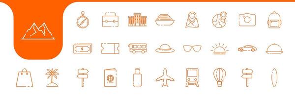 travel line icon set collection design vector