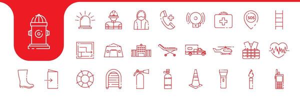 rescue lines icon set collection design vector