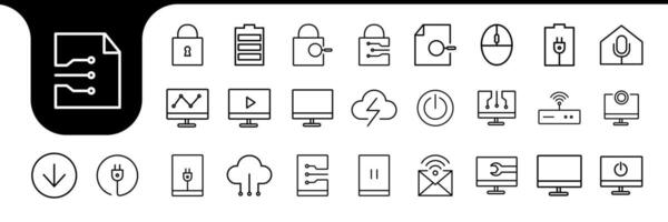 network connect technology line icon set collection deisgn vector