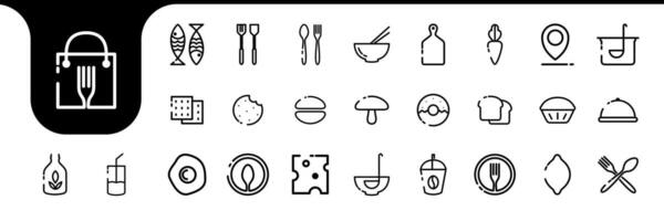 modern food line minimal icon set collection design vector
