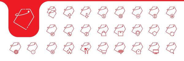 discount label line simple icon set collection design vector