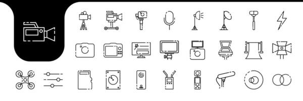 videographer lines modern icon set collection design vector