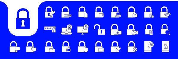 padlock secure modern flat icon set collection design vector
