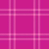 British fabric seamless pattern, 1940s plaid tartan. Curtain check textile texture background in pink and violet colors. vector