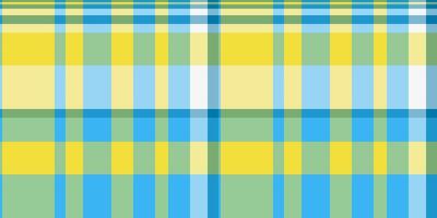 Idea fabric seamless, uniform plaid textile pattern. Asymmetric texture background check tartan in cyan and yellow colors. vector