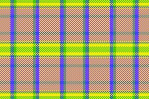 Vibrant plaid pattern in lime green, purple, and beige. Perfect for textile design, fashion, web backgrounds, and packaging. Seamless repeat texture offers versatility for various projects. vector