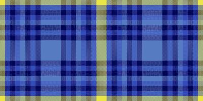 Vibrant blue and yellow plaid pattern. Seamless textile texture ideal for fashion, web design, and print projects. Crisp, modern style, perfect for backgrounds or surface designs. vector
