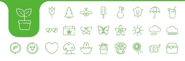 spring season line icons set design vector