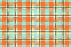 Curved texture plaid check, 1940s tartan seamless . Service background fabric textile pattern in teal and orange colors. vector