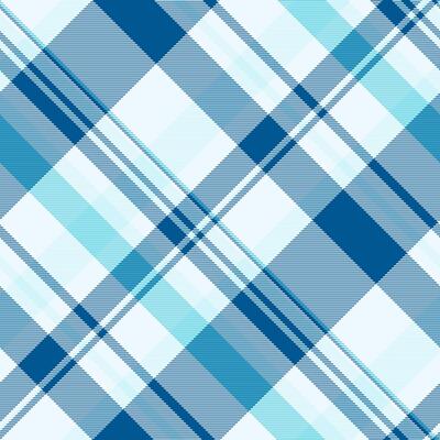 Striking abstract diagonal plaid pattern in cool blues and whites. Perfect for textile design, website backgrounds, or modern branding.