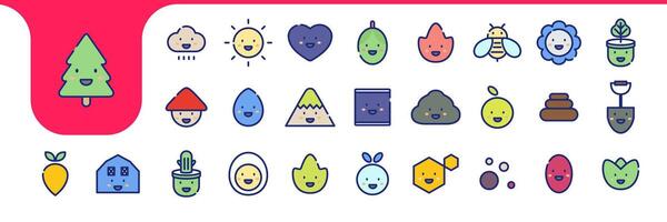 Introduction to nature for children Line Icons Collection Minimalist Design and Illustration vector