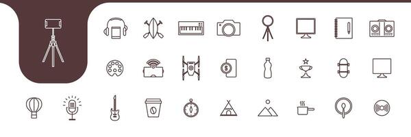 Content Creator tools kit Line Icons Collection Minimalist Design and Illustration vector