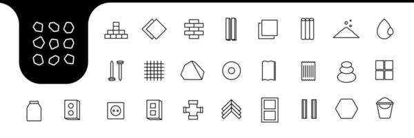 Building materials Line Icons Collection Minimalist Design and Illustration vector