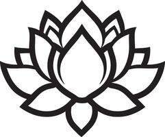 Elegant lotus flower outlined in black format. vector