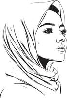Simple outline of a hijab in black style. vector