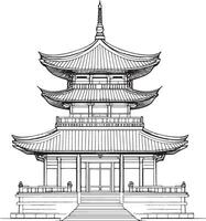 Simple Buddhist temple icon in black style. vector