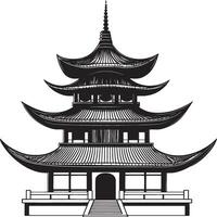 Minimalistic black icon representing a Buddhist temple. vector