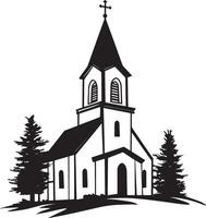 Simple black illustration of a church silhouette. vector