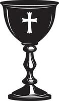 Simple black outline illustration of a chalice used for communion. vector