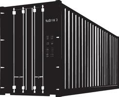 Simple shipping container silhouette in black style. vector
