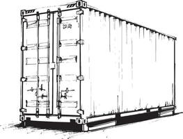 Minimalist shipping container outline in black style. vector