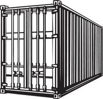 Black illustration of a shipping container outline. vector