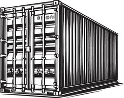 Black outline of a shipping container graphic. vector