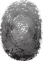 Fingerprint biometric AI recognition outline black illustration vector