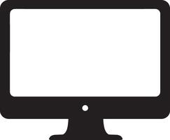 Black illustration of a computer monitor silhouette. vector