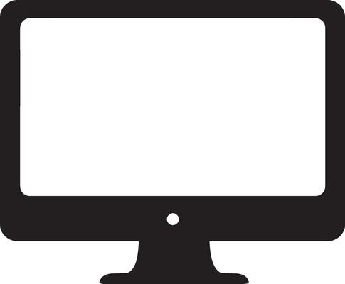 Black illustration of a computer monitor silhouette.