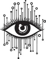 Minimalist eye icon in black style for AI vision. vector