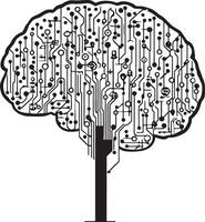 Brain symbolizing artificial intelligence simple silhouette black illustration vector