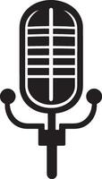 Black illustration of a microphone icon for voice recognition. vector