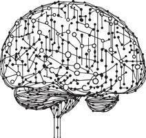 Artificial Brain outline black illustration vector