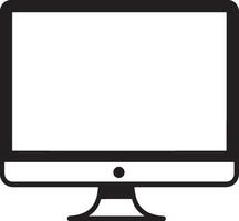 Computer monitor icon in a minimalist black silhouette design. vector